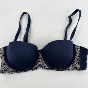 Maidenform Love The Lift Pushup Bra Size 36B Blue Underwire DM9905 Floral